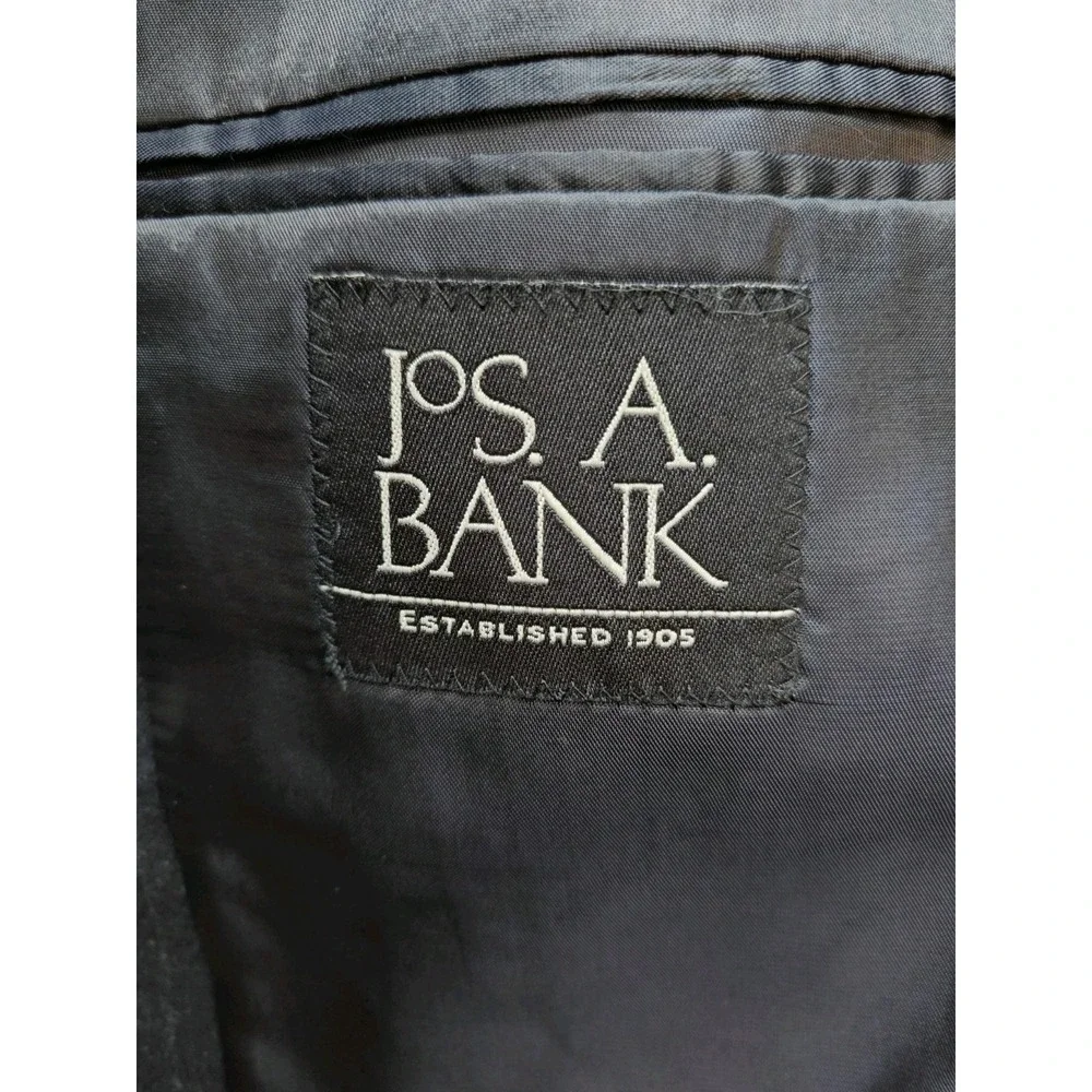 Jos A Bank Mens Wool Sports Coat 40R Charcoal Striped 3 Button Blazer Gray